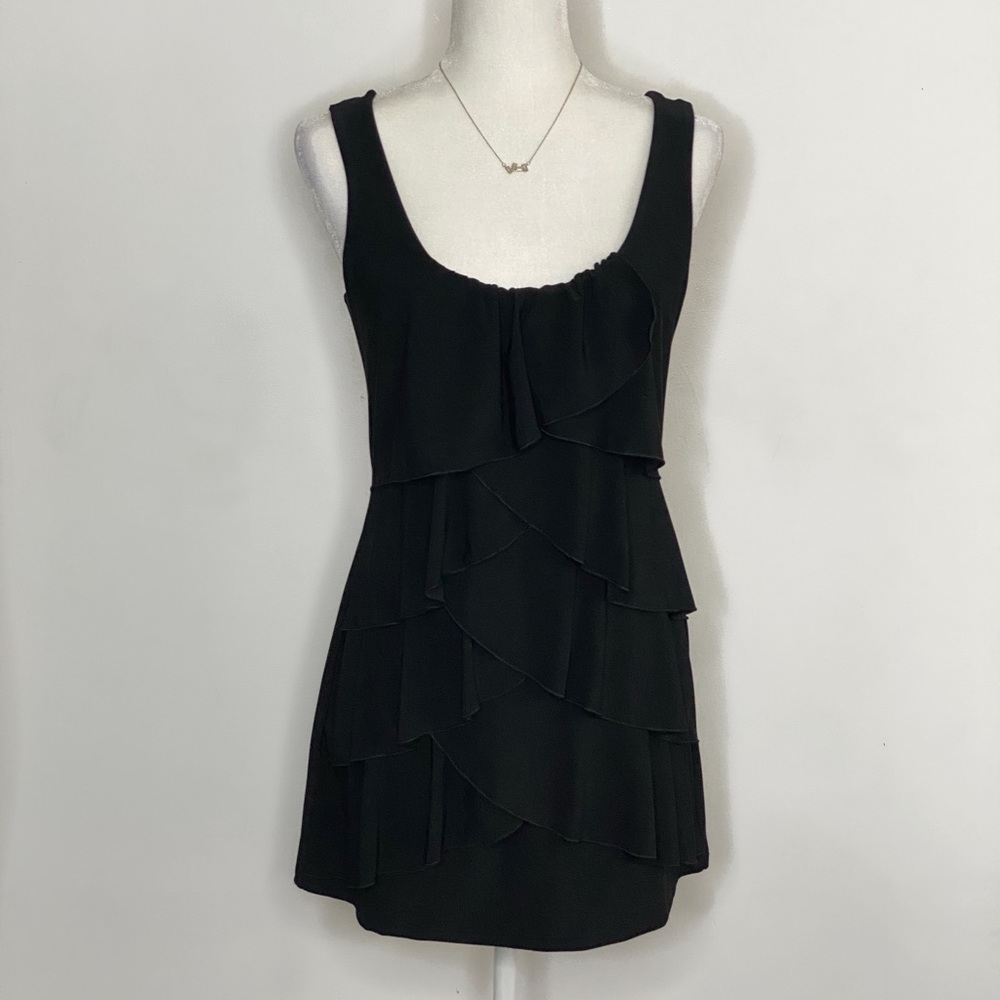 White House|Black Market - All black ruffled Tank